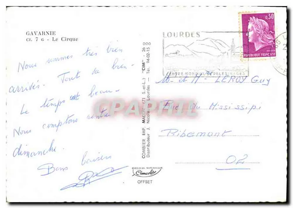 Gavarnie — Le Cirque — Éditeur COMBIBIER IMP. Lourdes - Verso