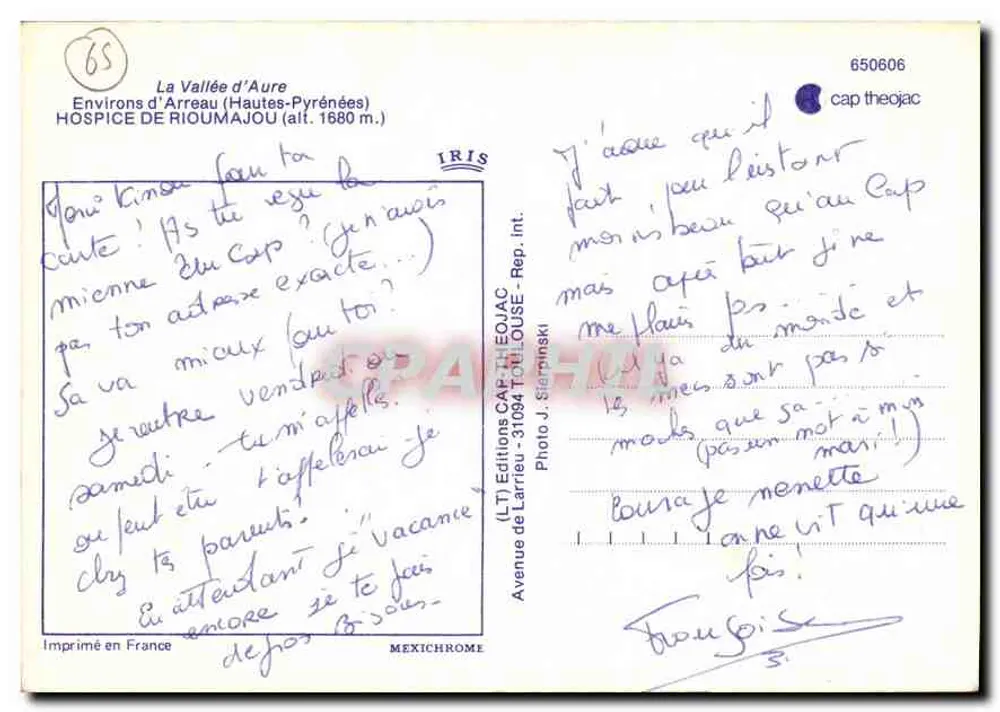 Hospice de Rioumajou — Umgebung von Arreau (Hautes-Pyrénées) — Éditions Cap Theojac - Rückseite