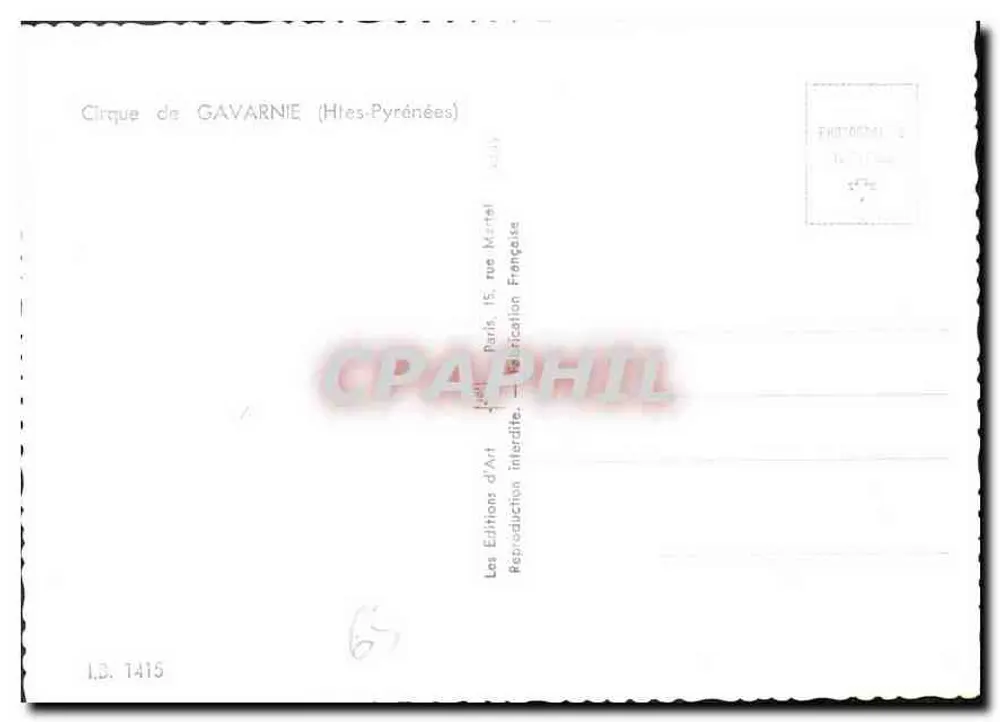 Cirque de GAVARNE (Htes-Pyrénées) — vista panorâmica — Les Editions d'Art, Paris - Verso