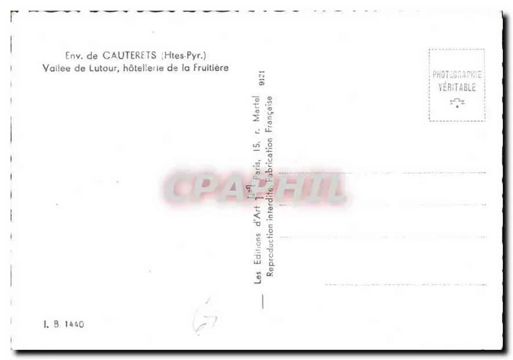 Tal der Lutour — Hotel Fruitière — Art Martel Editions - Rückseite