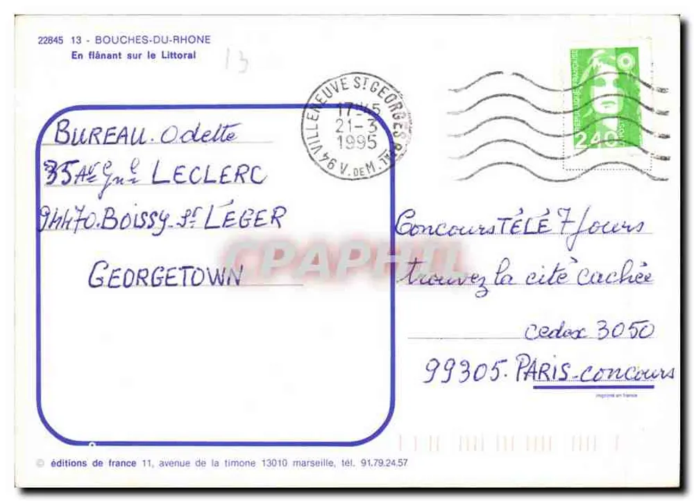 O Litoral Provençal — éditions de France, n° 22845 - Verso