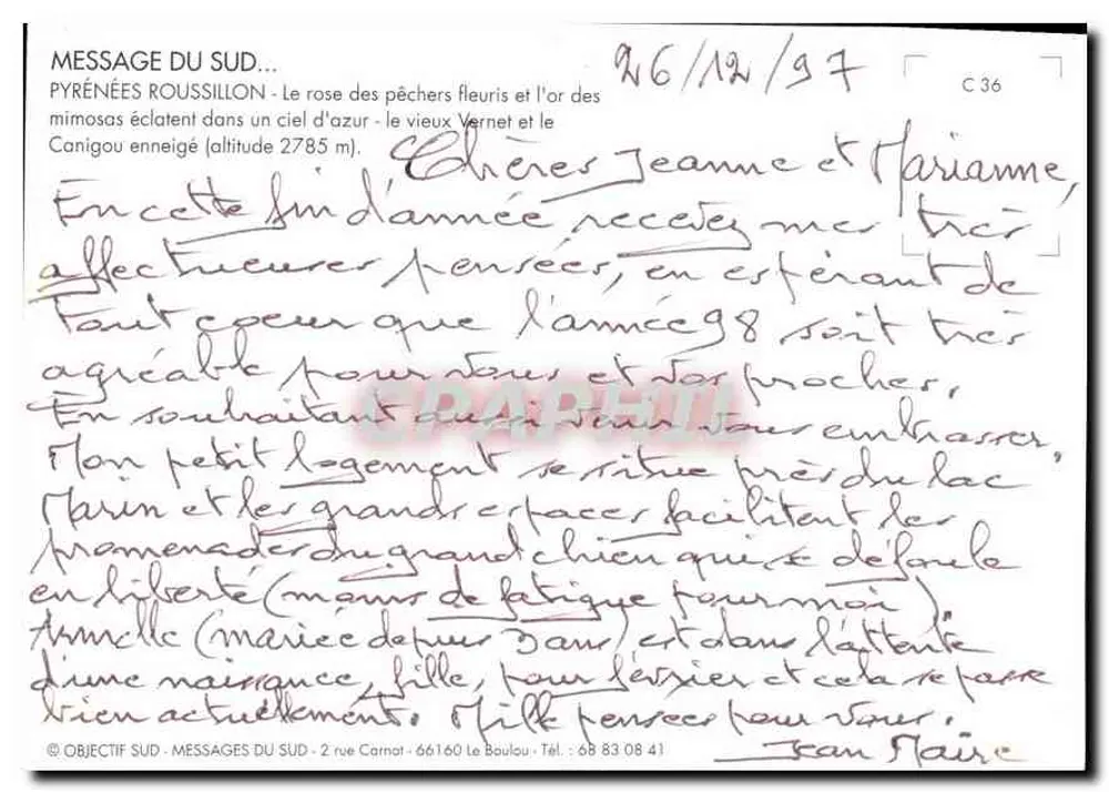 Pyrenäen Roussillon — blühender Triptych und Dorf — Objectif Sud - Rückseite