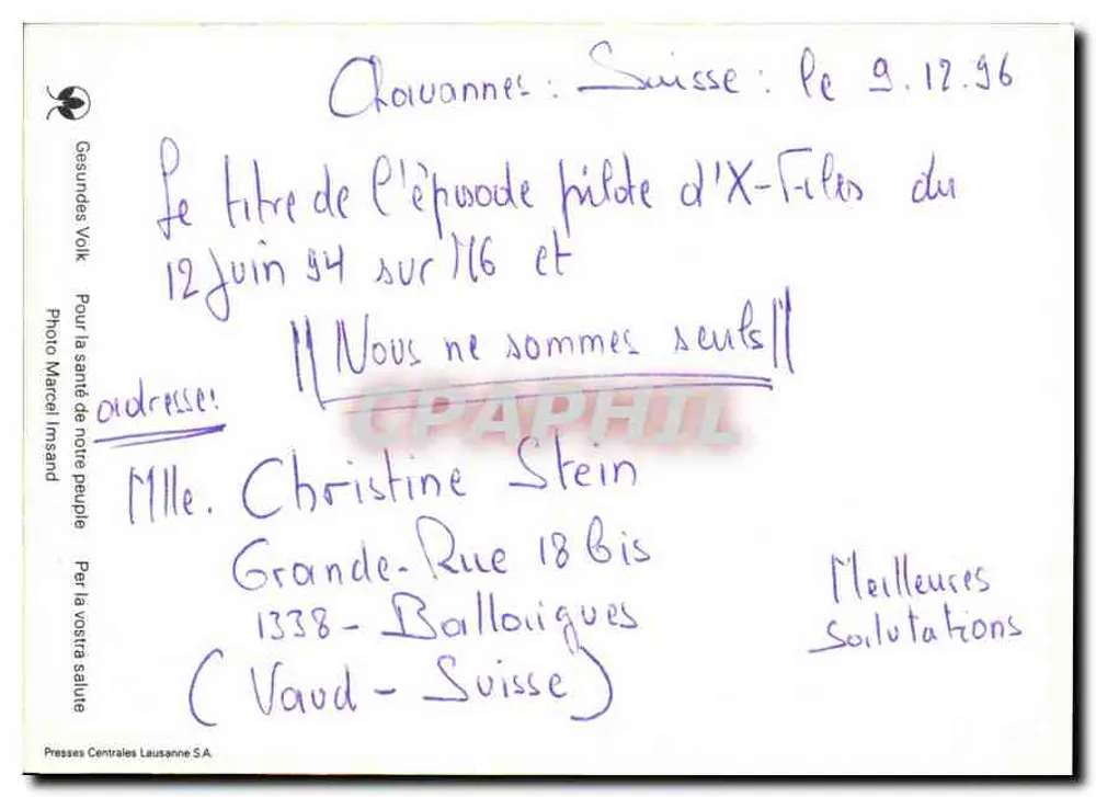 Floresta de Chouannes — Suíça — Gesundes Volk, Presses Centrales Lausanne S.A. - Verso