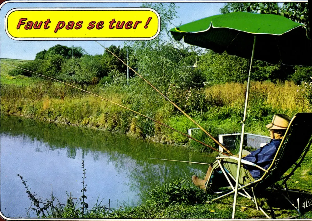 Pescador na margem de um lago — Faut pas se tuer ! — Edições Valoire - Frente