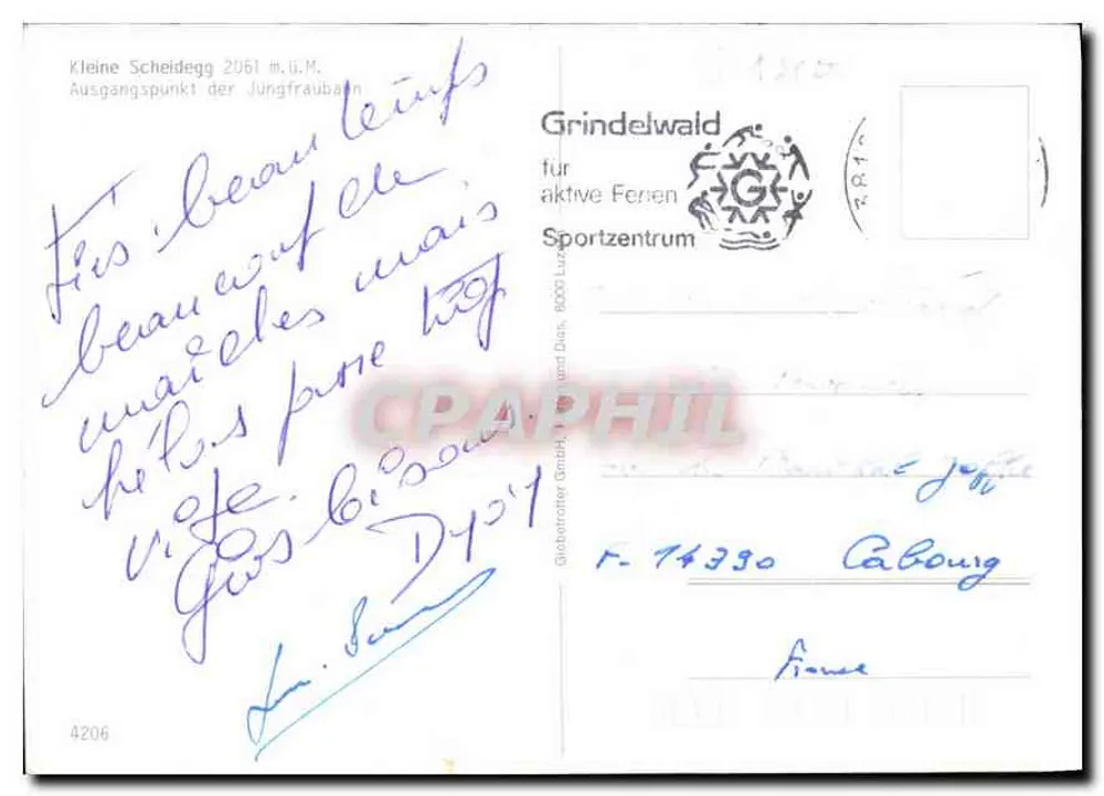 Grindelwald — Kleine Scheidegg 2961 m ü.M., Ausgangspunkt der Jungfraubahn — Grindelwald für aktive Ferien Sportzentrum - Rückseite