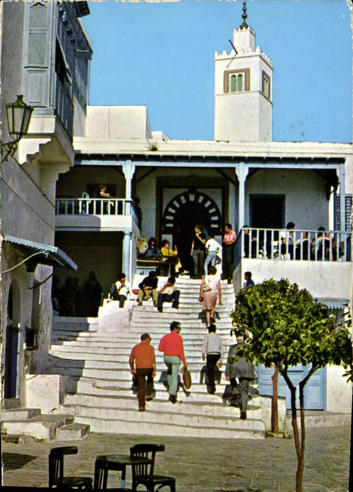 Sidi Bou Saïd — Ansicht der Moschee und der Treppen — - Vorderseite