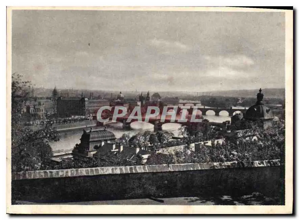 Praga — Vista de los puentes de la Vltava — Congreso Mundial de Estudiantes - Anverso
