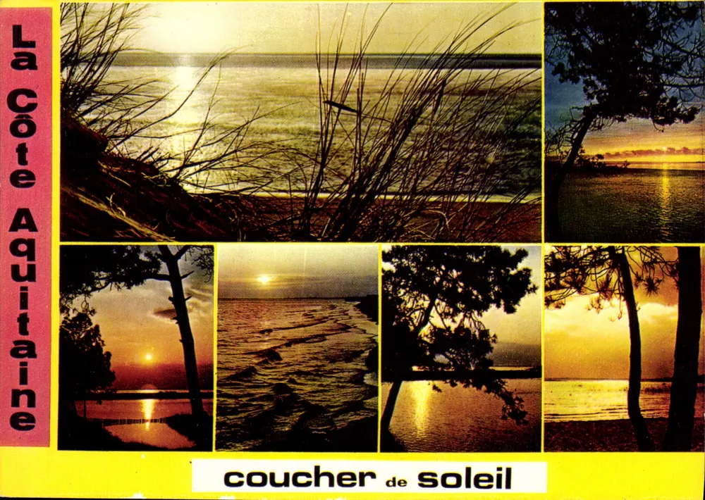A Costa da Aquitânia — pôr do sol no oceano — (OT) Éditions de Larrieu, Toulouse - Frente