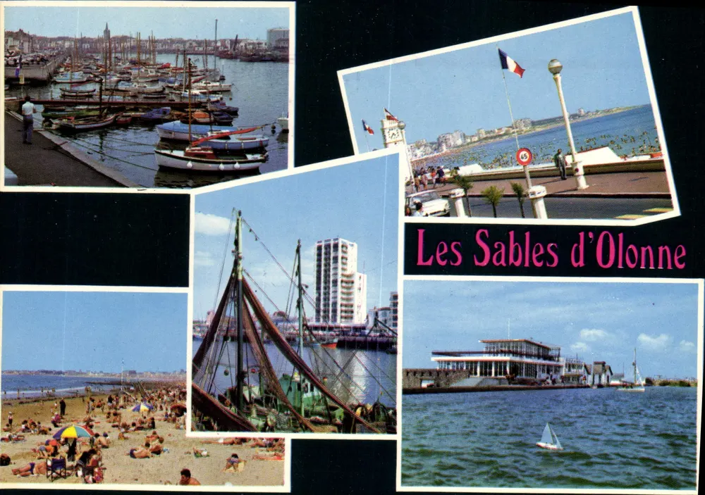 Les Sables d'Olonne — vista do porto, praia e barco — editor PAPYRA - Frente