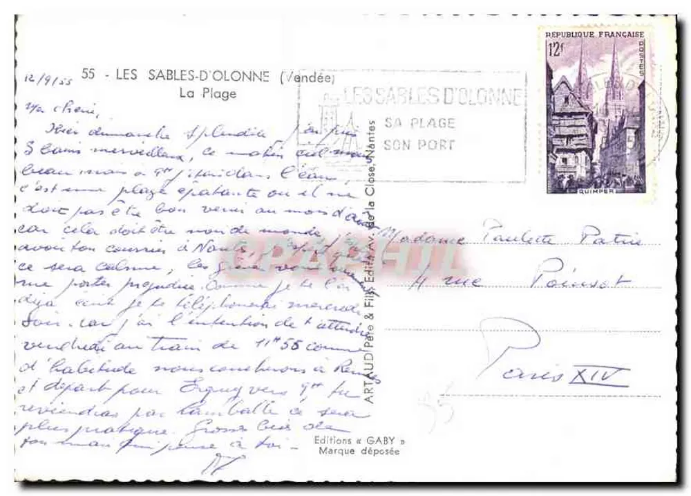 Les Sables-d'Olonne — A Praia — Éditions Gaby - Verso
