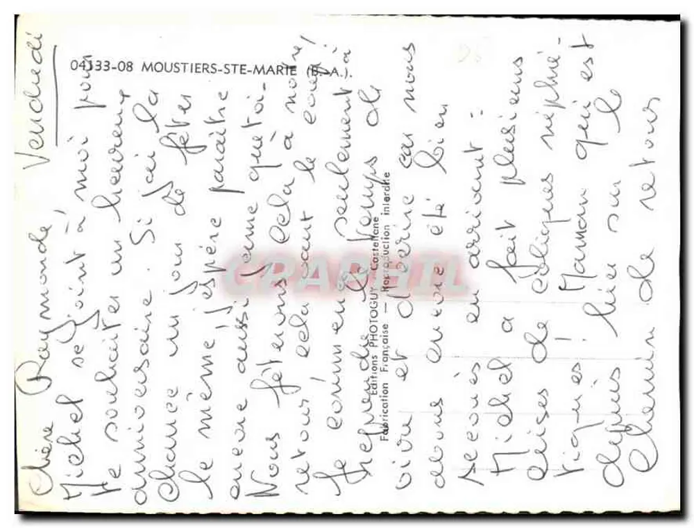 Moustiers-Sainte-Marie e sua lenda — J.M. 1892 - Verso