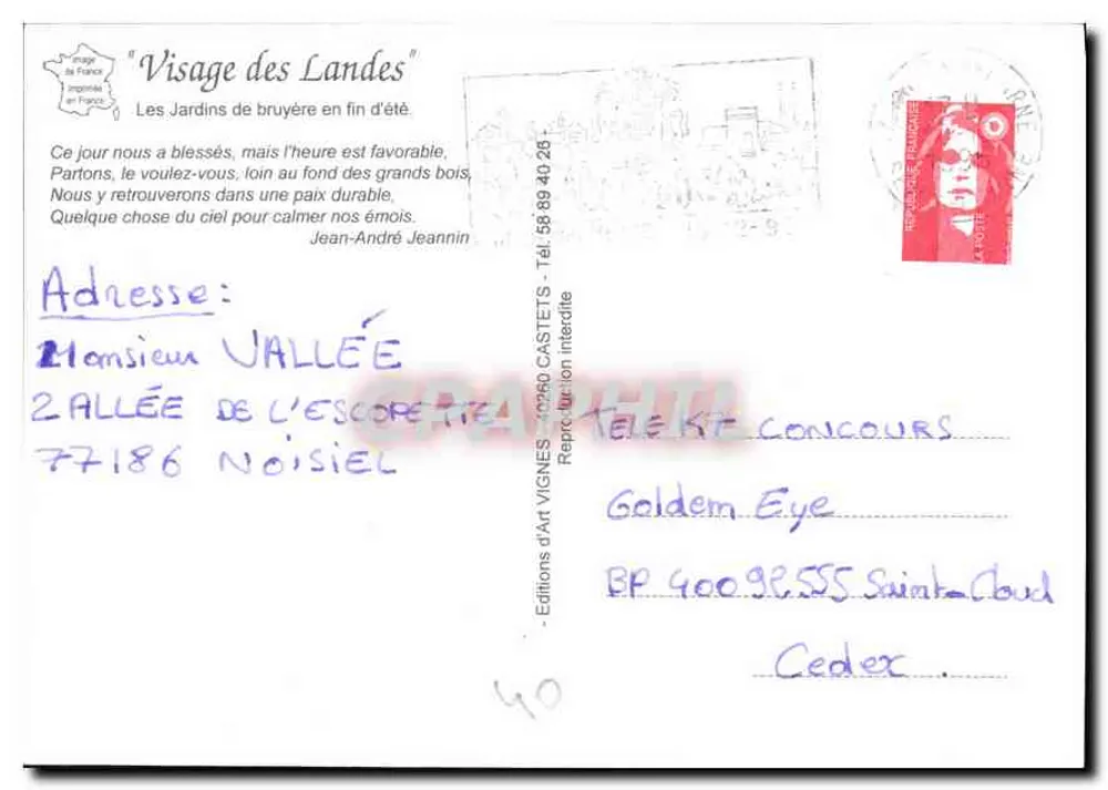 Rosto das Landes — A bruyère... — J. Vignes - Verso