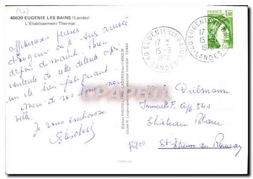 Estabelecimento Termal de Eugénie-les-Bains — Landes — Edição Photo-Land Cazères-sur-l'Adour - Verso