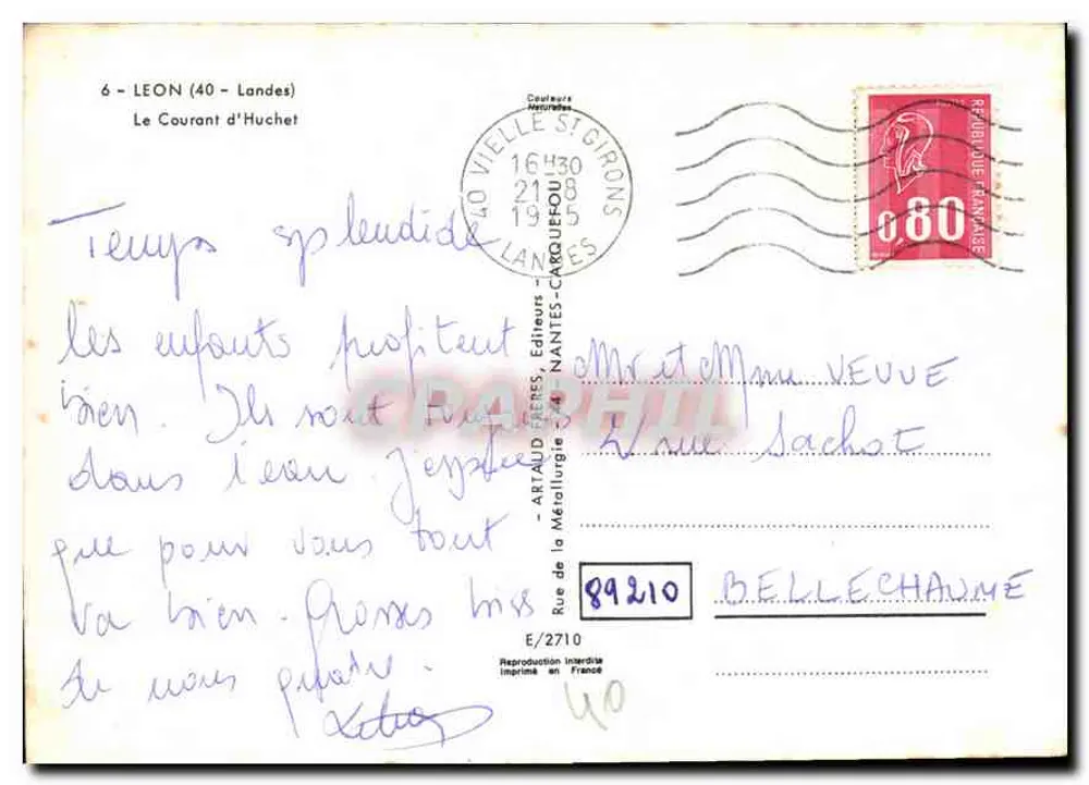 O Courant d'Huchet — Landes — Edições Artaud Frères - Verso