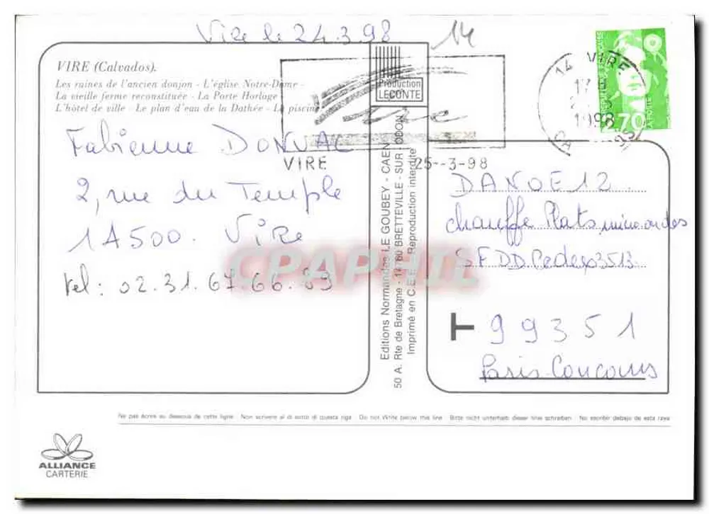 Vire — Collage von Sehenswürdigkeiten — Éditions Léconte - Rückseite