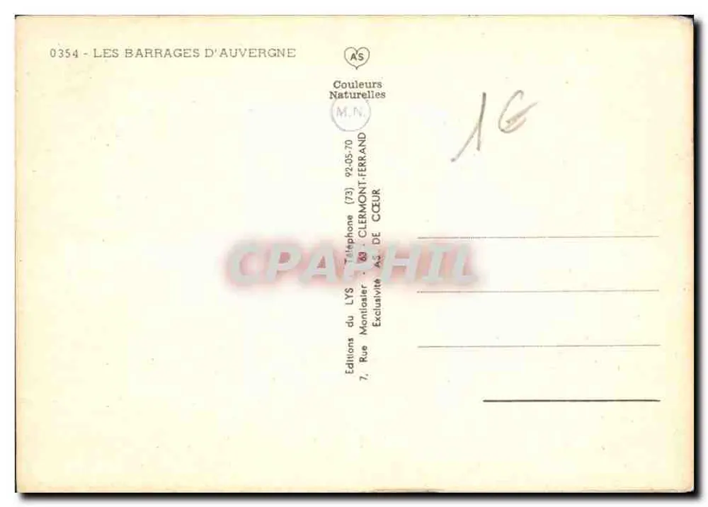 Die Staudämme von Auvergne — Verlag AS, Nr. 0354 - Rückseite