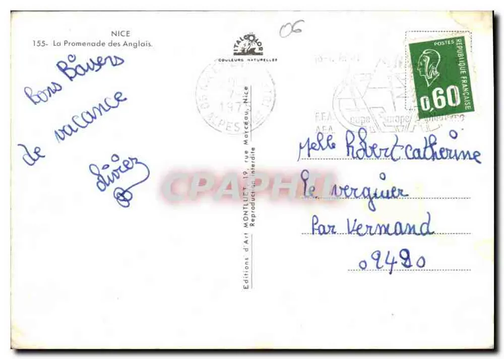 Nice — A Promenade dos Ingleses — Edições d'Art Montluel - Verso