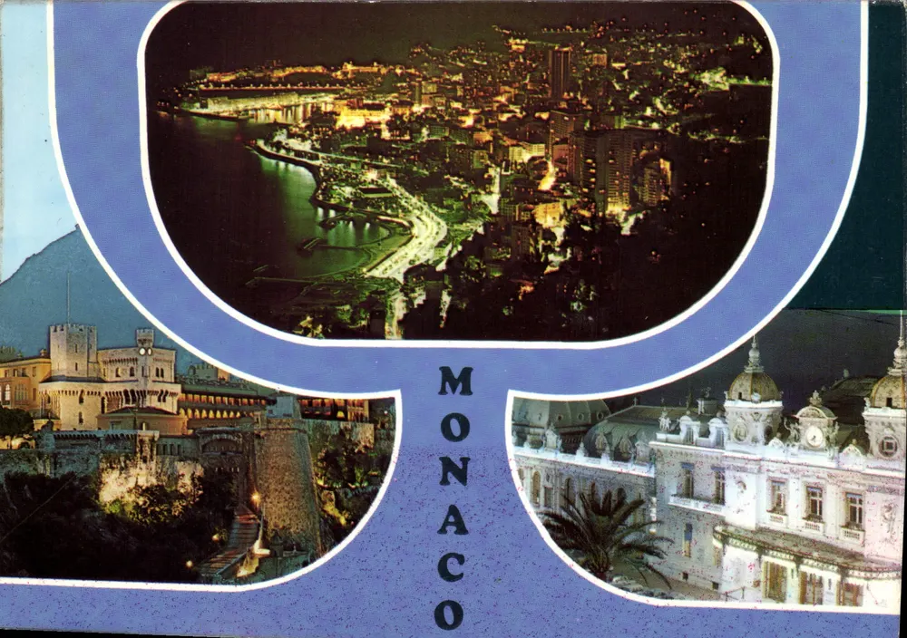 Monaco — Allgemeiner Blick auf das Fürstentum bei Nacht — Palast von Monaco und Kasino — Verlag Palast von Monaco Nr. 181 - Vorderseite