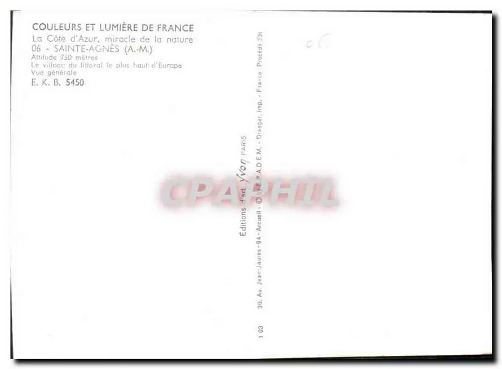 Sainte-Agnès — das höchste Küstenort in Europa — Editions Jean-Jaurès - Rückseite