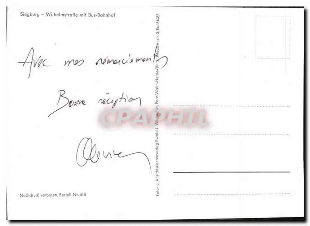 Siegburg — Wilhelmstraße z przystankiem autobusowym — Antidruckverlag Ewald J. W. W., 3. Rul. Magdeburg - Rewers