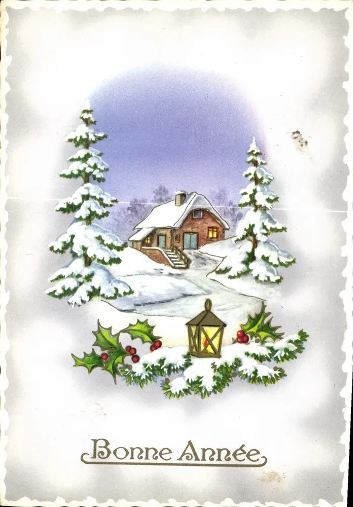 Castelo nevado — Boa Ano — Carta de boas-vindas - Frente