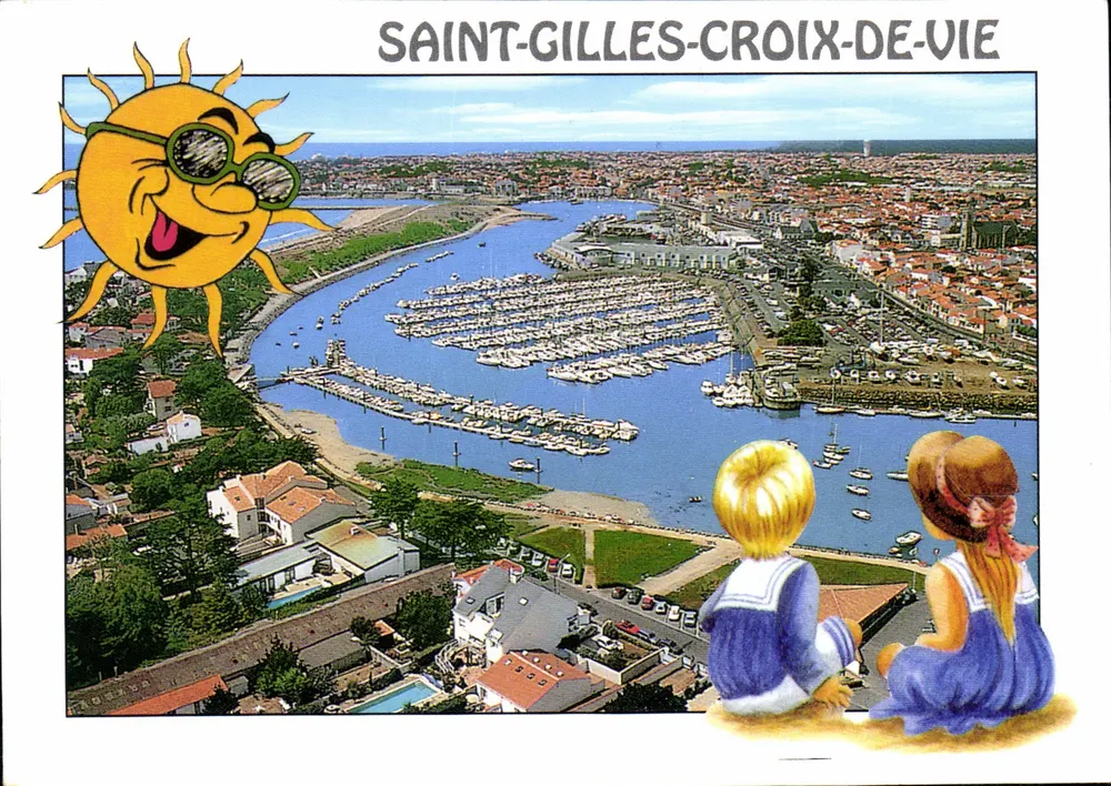 Saint-Gilles-Croix-de-Vie — luftige Ansicht des Hafens — Verlag Artaud Frères, Nr. 44470 - Vorderseite