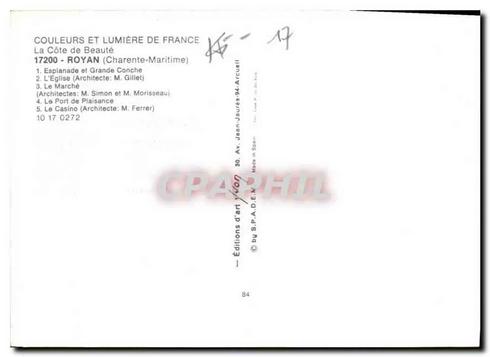 Royan — Erinnerung an Royan — Art Editions Lyon - Rückseite