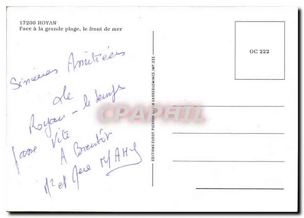 Royan — Zeefront — Europese Uitgaven Pierron - Achterkant