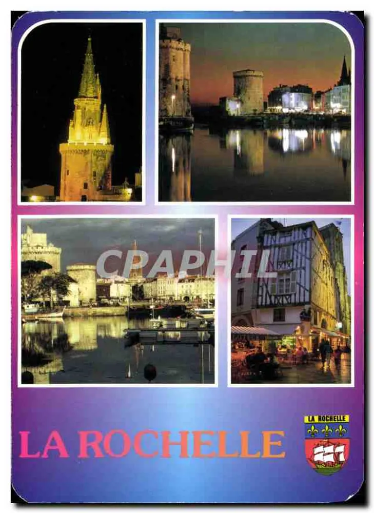 La Rochelle — vista noturna e diurna das torres e do porto — Images de France, n° 17 - Frente