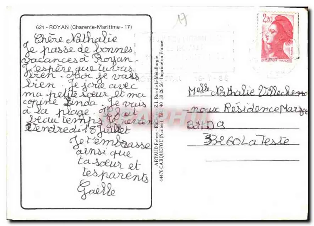 Royan — Widok ogólny, port, katedra, kasyno — Souvenir de Royan - Rewers