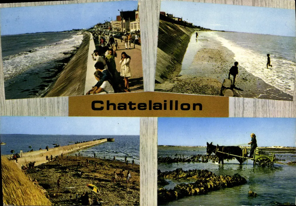 Chatelaillon — Ansicht der Strandpromenade, des Kai und eines angespannten Esels — Éditions Théodâc - Vorderseite