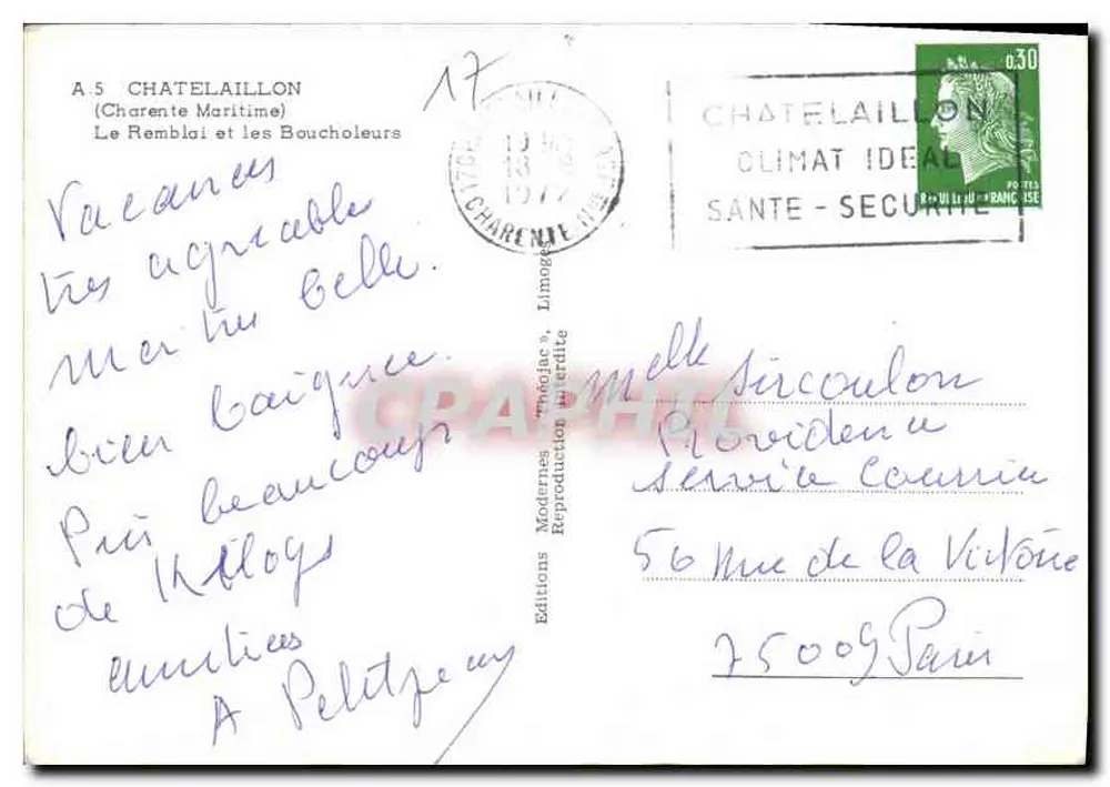 Chatelaillon — Ansicht der Strandpromenade, des Kai und eines angespannten Esels — Éditions Théodâc - Rückseite
