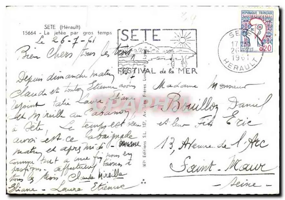 A doca em Sète — tempo forte — Editions S.L. n°15664 - Verso