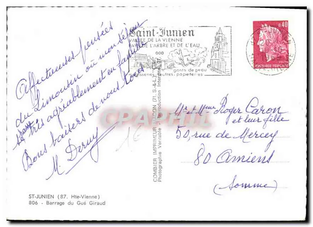 Barragem do Gué Giraud — Saint-Junien — Combière - Verso