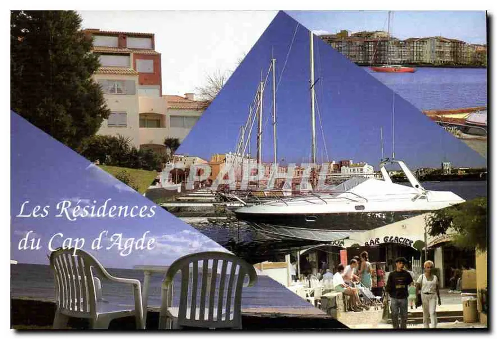 Die Residenzen des Cap d'Agde — Hafenansicht mit Yachten und Terrasse — Verlag Graphile - Vorderseite