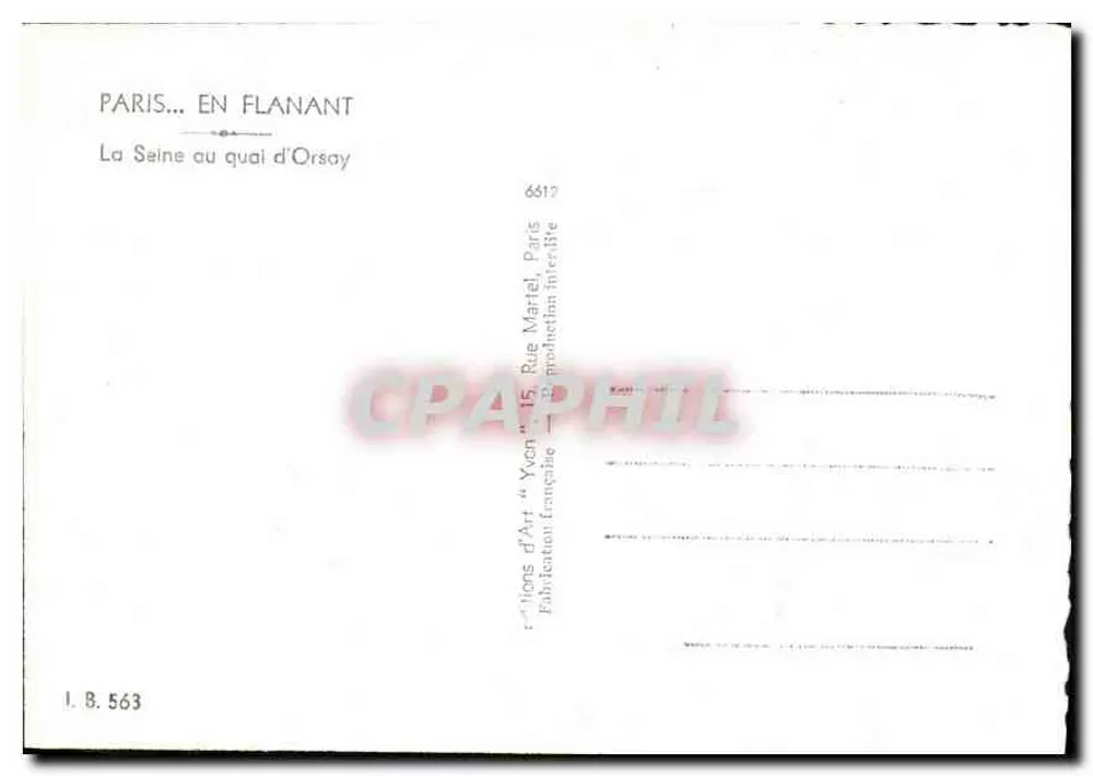 Paris... en Flanant — Die Seine am Quai d'Orsay — Verlag Yvon, Paris - Rückseite
