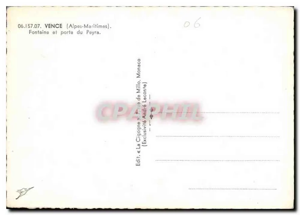 Brunnen und Tor der Peyra — Vence (Alpes-Maritimes) — Verlag « La Cigogne » von Milo Leconte - Rückseite