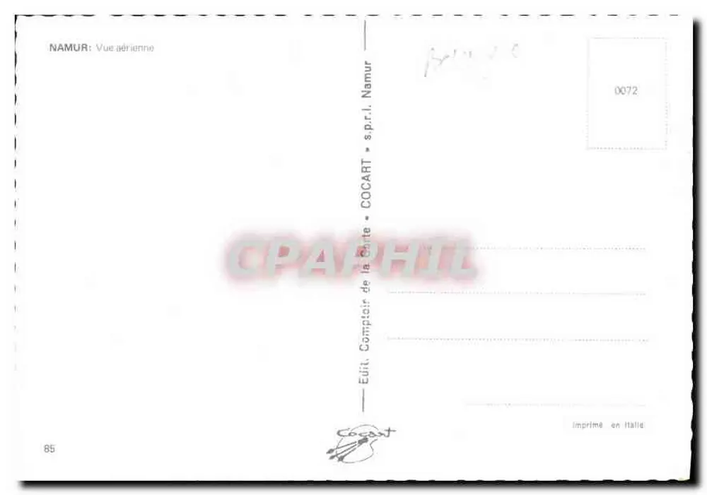 Namur — Vista aérea — editor COCART s.p.r.l. n°0072 - Verso