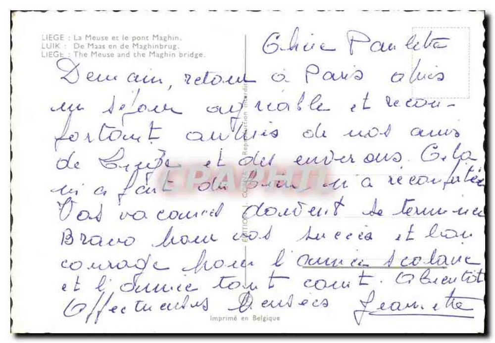 Ponte Maghin — Liège — Edição Hardir - Verso