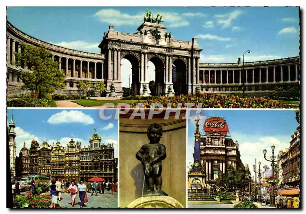 Bruxelles — Arc de Triomphe, Manneken Pis, Grand Place i siedziba Coca-Cola — wydawca Kortaxe, nr 92239 - Awers