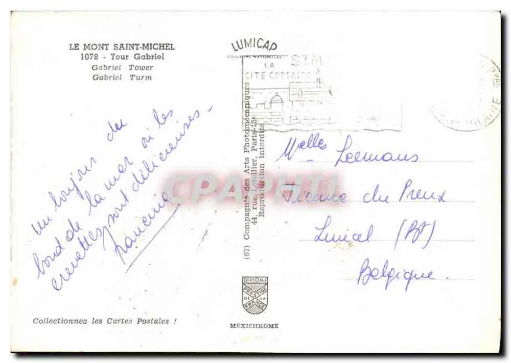 Monte Santo-Mihiel — Torre Gabriel — editor IRIS, n° 1078 - Verso