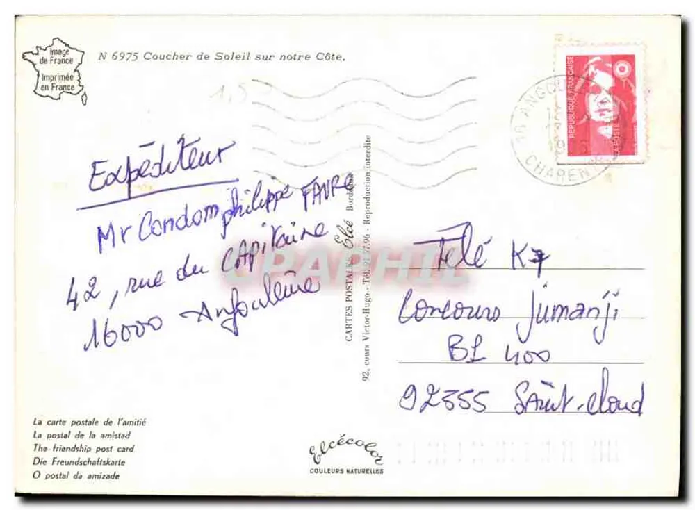 Pôr do Sol sobre nossa Costa — N 6975 — Editor Élèe - Verso