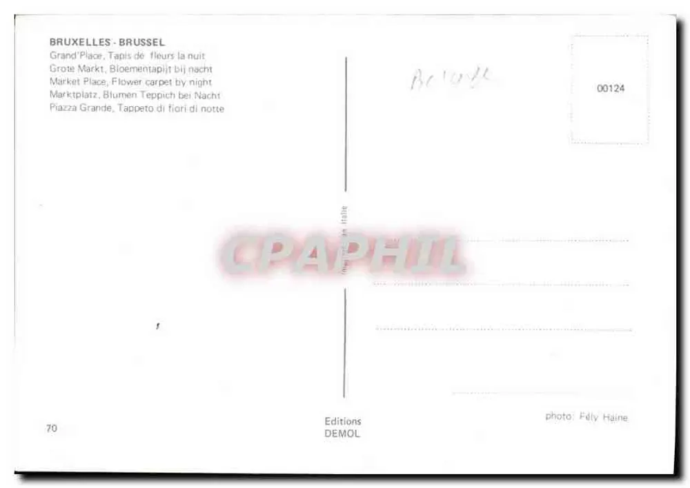 Brüssel - Grand'Place - Blumen-Teppich in der Nacht — Editions DEMOL n°00124 - Rückseite