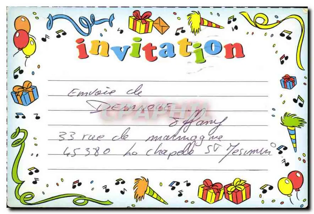 Convite para uma festa — editor desconhecido, número de série não visível - Frente
