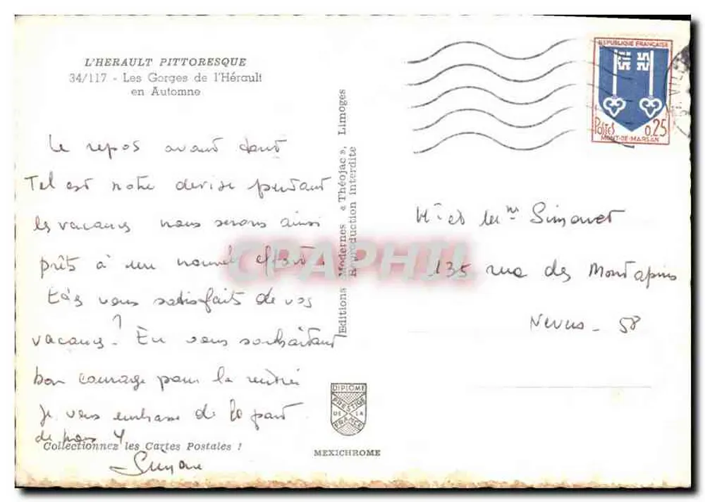 Die Schluchten des Hérault — Herbst — Éditions Médiagrammes & Théodolac, n°34/117 - Rückseite