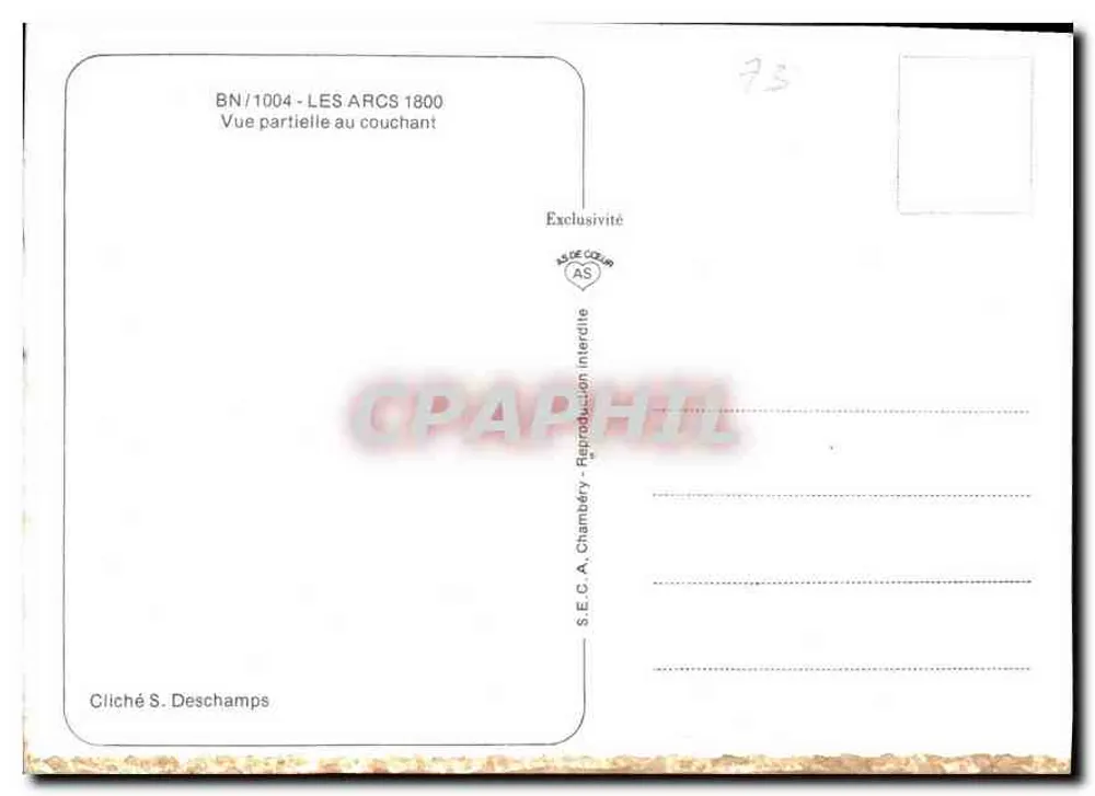 Les Arcs 1800 — Vista parcial ao pôr do sol — S.E.C.A. Chambery - Verso