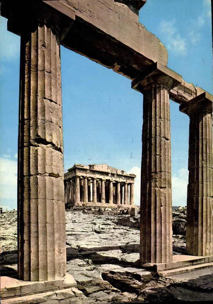 Ateny - Parthenon widziany z Propylid, wydawca Kellot, nr 985/107 - Awers