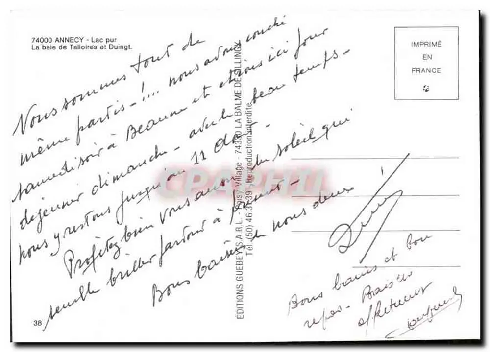 See Annecy — Bucht von Talloires und Duingt — Editions Guebey A.R.L. - Rückseite