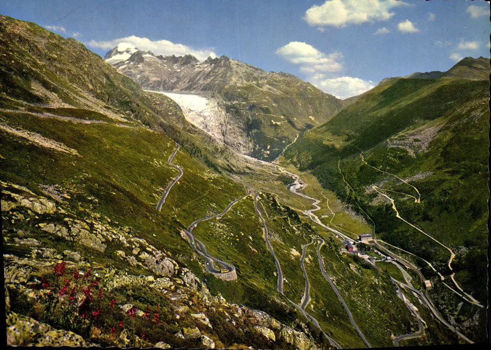 Furkastrasse — Grimselstrasse mit Rhône-Gletscher und Galenstock — Verlag Stans, Nr. 1949 - Vorderseite