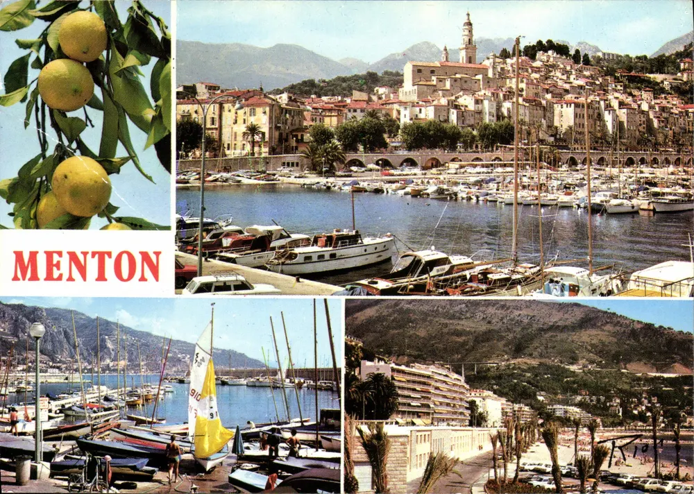 Menton — vista del puerto, de las naranjas y de la ciudad — Ediciones Azur Fréjus - Anverso